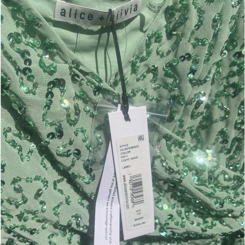 alice + olivia Celestine Wrap Mini Dress, NWT size 12 - Picture 7 of 10